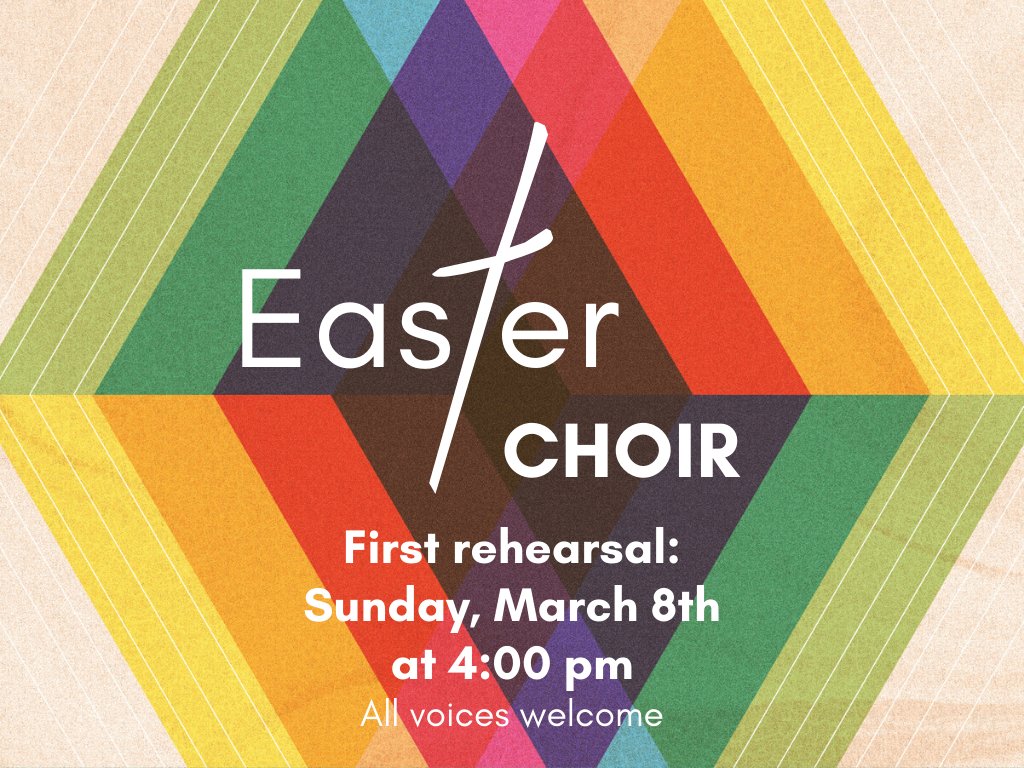 CBCidahofalls's tweet photo. Join the Easter Choir! Rehearsals will be on Sunday afternoons at 4:00 pm beginning March 8th. All voices are welcome. Questions? See Pastor Kent. #CBCIF https://t.co/BfxROMKOk5