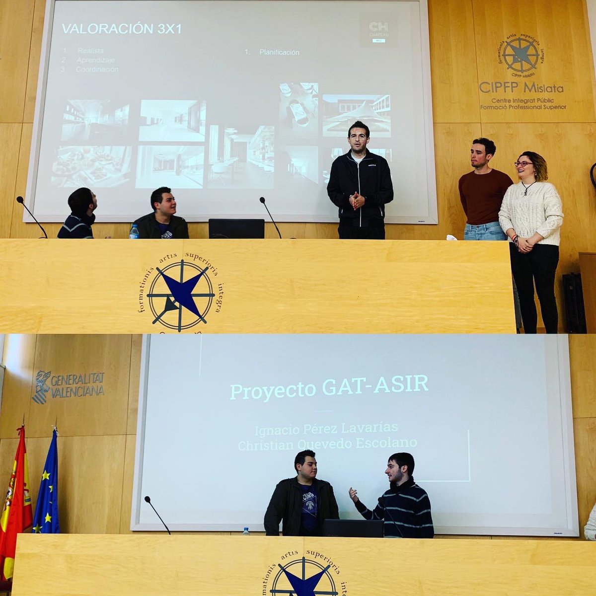 CIPFPMislata's tweet photo. Presentación del #PBL de #2ASIR  y #2GAT . L@s alumn@s aprenden a trabajar en equipos interdisciplinales, a comunicarse, coordinarse y valorar el trabajo de sus compañeros. 
Gracias a tod@s por vuestra colaboración 🤗🤗👏👏👏
.
#fp #fpmislata #lossuperpoderesdelafp #fponfire https://t.co/pSraqK7QzN