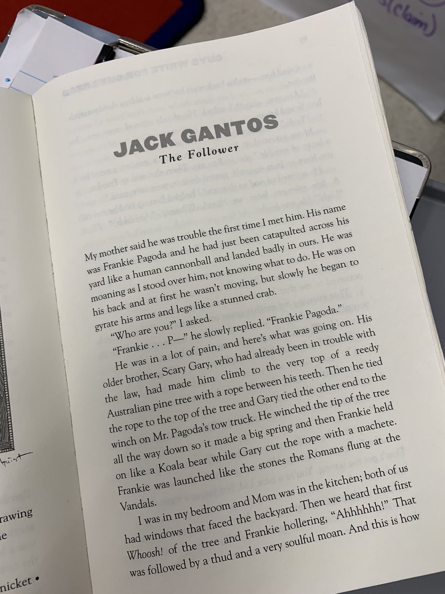MrsStaub307's tweet photo. Analyzing The Follower by Jack Gantos from @Schoolwide to highlight #storyelements - recognizing how closely linked reading strategies and skills can be to our writing. #personalnarrative #storytime #readingtowrite @INT_PRINCIPAL @STSD_Curriculum https://t.co/bJpCc468TW