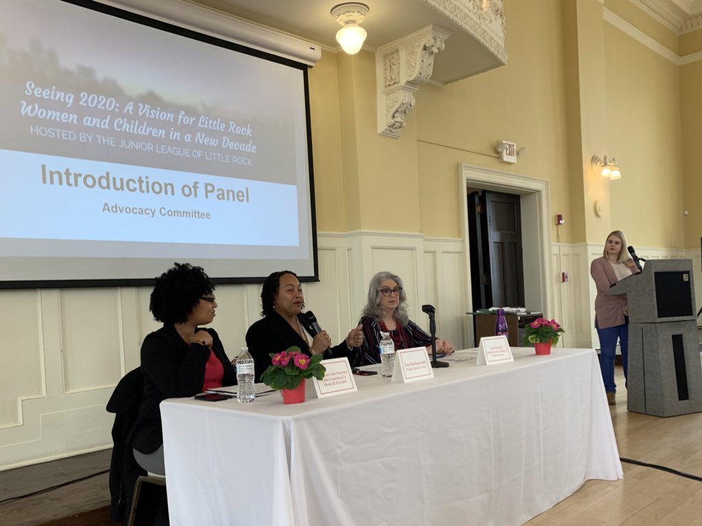 Thank you Junior League of Little Rock for inviting me to participate in today's panel on Women and Children in a New Decade. Discussions like this are important steps in further engaging in the political and community process. 

My fellow panelists are rock stars!