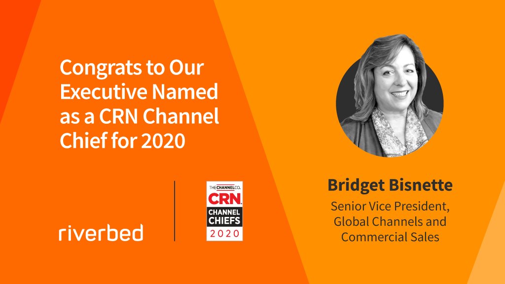 riverbed's tweet photo. We are excited to announce that @bbisnette has been named as a 2020 @CRN Channel Chief. 👏🏻🎉 See what she's been up to: https://t.co/ep5mk6E59j https://t.co/bdcuoTm8Ws