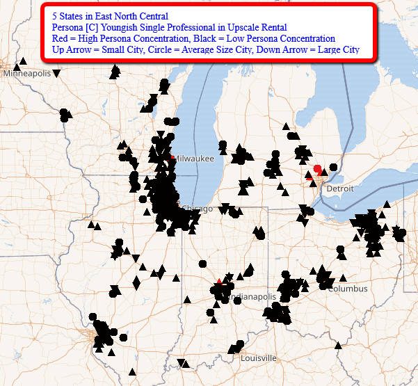 BlockFacts's tweet image. Here are #BlockFactsData on 2 sets of demographics (“personas”) for cities in 5 East North Central states with high/low percentages of persona. Data are from our FREE tools at zcu.io/9u6V. Watch for 3 posts for each of 9 weekdays to cover 5 personas in all states.