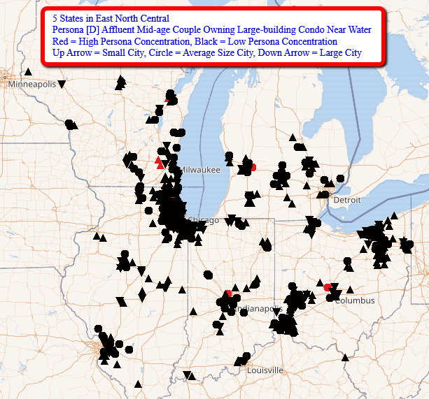 BlockFacts's tweet image. Here are #BlockFactsData on 2 sets of demographics (“personas”) for cities in 5 East North Central states with high/low percentages of persona. Data are from our FREE tools at zcu.io/9u6V. Watch for 3 posts for each of 9 weekdays to cover 5 personas in all states.