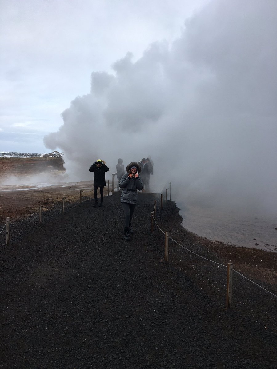 Day one in #Iceland so far. Bridge over the continents and Gunnuvher hot springs! All safely at the hotel ready to eat! #LoveIceland #Geographyrocks