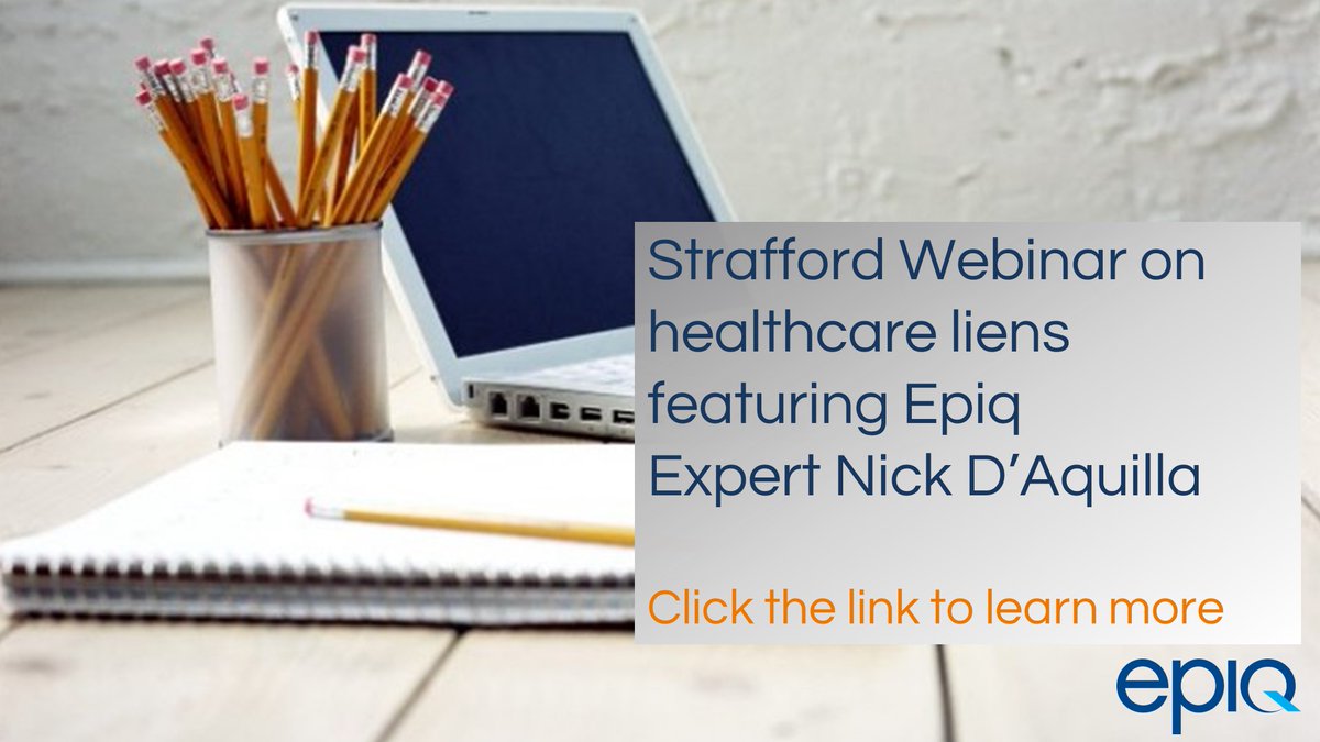 EpiqGlobal's tweet photo. We are pleased to share that Epiq expert Nick D’Aquilla will be a panelist on a @StraffordCLE live webinar, "Medicare and Medicaid Liens in Personal Injury Cases" on Thursday, March 12, 1:00-2:30pm EDT. For more information on the webinar: https://t.co/5jjo3Hh9TL  #lienresolution https://t.co/mpnXBbqu7D
