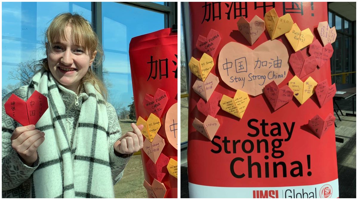 We are #UMSLproud of the UMSL campus community for coming out to support those affected by the Novel Coronavirus!  If you have not had a chance to stop by, we are here until 2pm! #UMSL #UMSLglobal #UMSLGlobalCitizenship #StayStrongChina
