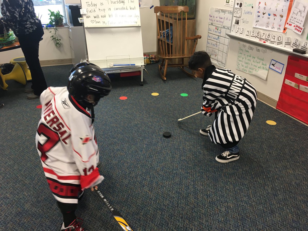 MarleneEaton18's tweet photo. When your field trip gets cancelled, you make the most of it! 🏒 Our impromptu Hockey Day was a success, but we are still hoping ⁦@Canes⁩ and ⁦@WCPSS⁩ will reschedule our field trip to see the real deal! https://t.co/a2vDaVqqNP