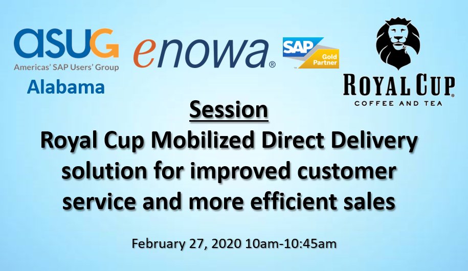 SyskoplanReply's tweet photo. Learn how @RoyalCup improved customer service and boost efficient sales at @AlabamaASUG next Thurs. 27th with the support of #Enowa #supplychain expert. Register here: https://t.co/uUr1nuZZoY https://t.co/PkwF9xhDww