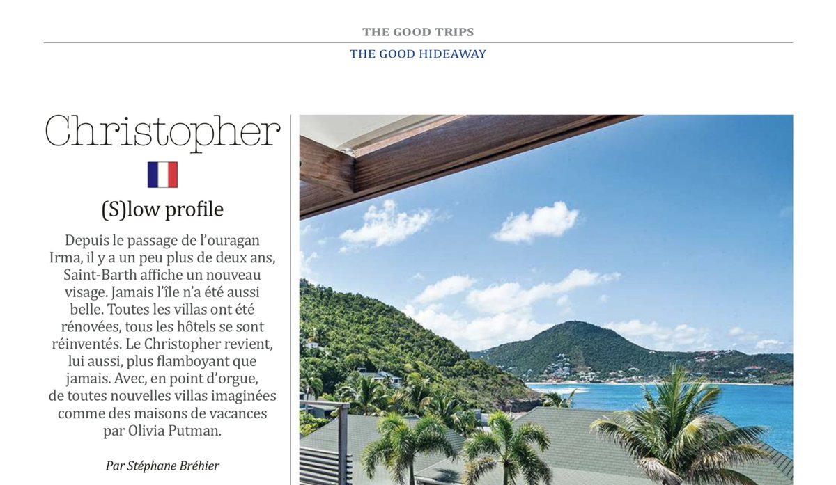 Thank you <a href="/stephanebrehier/">stephane brehier</a> and <a href="/TheGoodLife/">The Good Life</a> for featuring our #ChristopherVillas in your good trips! 
#Luxuryholidays #travel #stbarth