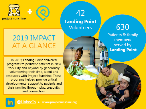 LandingPointSG's tweet photo. Last year, @ProjectSunshine Sunshine celebrated its 21st year of serving the unique needs of pediatric patients &amp; their families. We were honored to get to help carry out their mission with the generosity and dedication of our employees. Look at what we've accomplished together! https://t.co/XXxi9VetM2