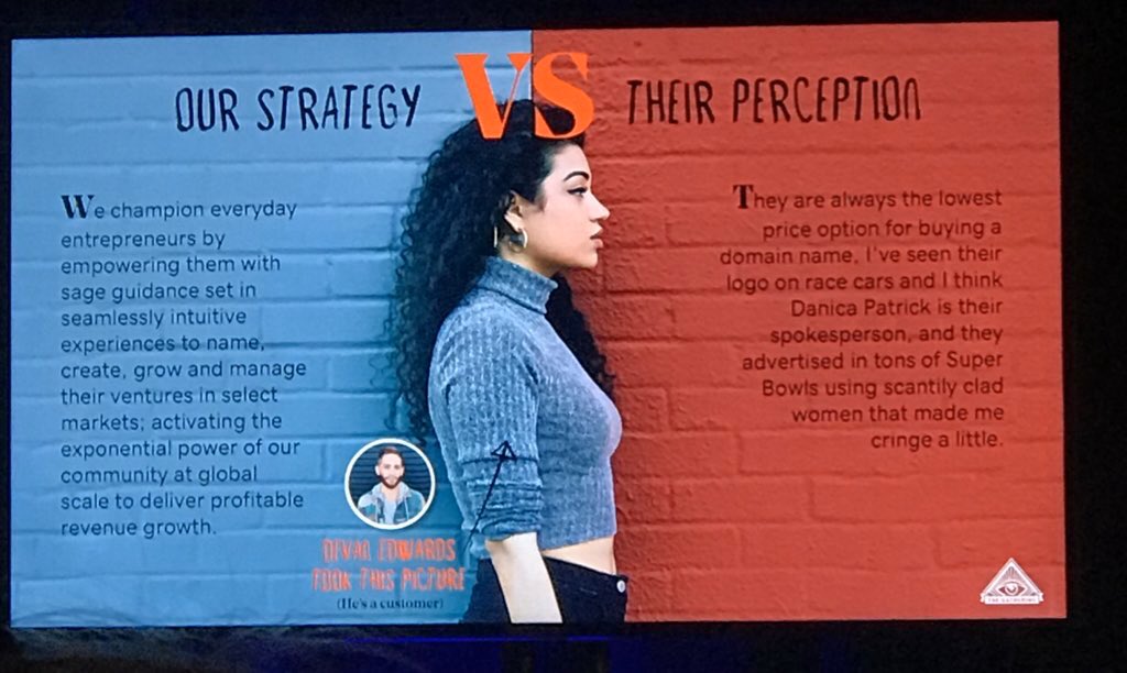 Dalearson's tweet photo. . @GoDaddy Thank you for being so wonderfully real at #TGS_GODADDY. I attended because all I knew about your company were some weak, outdated perceptions (that you acknowledged perfectly) and then proceeded to completely shatter them. Moving and insightful. #sidehustle https://t.co/Q13HBQY66U