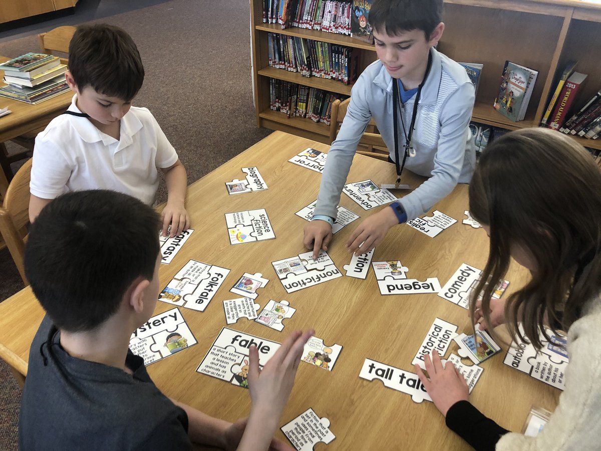 SJBearLibraries's tweet photo. 3rd graders reviewing genres today @sjschools https://t.co/QcIZs1hRRq