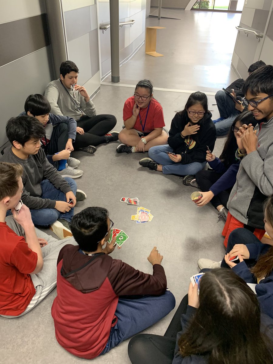 CoppellB's tweet photo. Our weekly tradition of UNO! ☺️ A great game to help step away from the stresses we might have. #bandfamily #chs9family #letkidsbekids #CISDgoals #coppellband https://t.co/c4UxWu6Z6R
