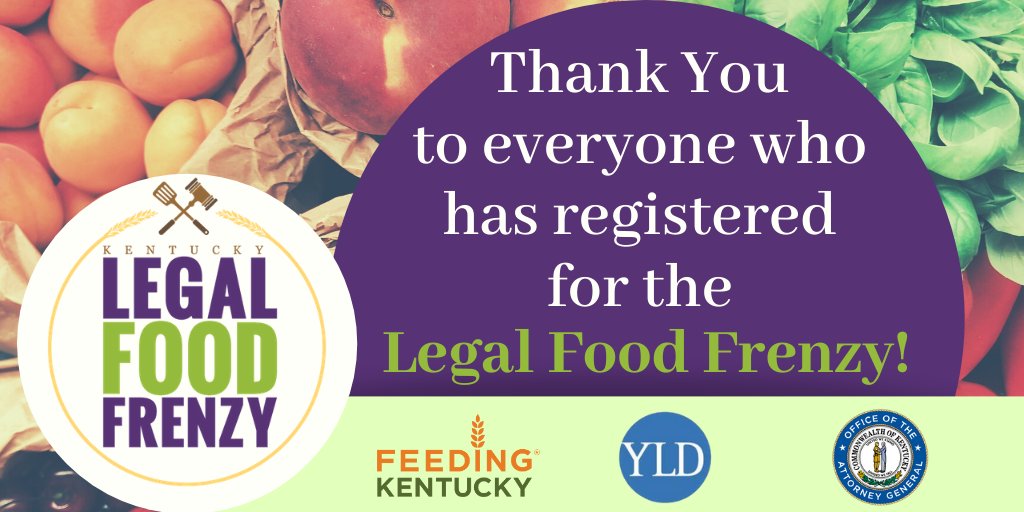 KyFoodFrenzy's tweet photo. Thank You to everyone who has registered for the Legal Food Frenzy! #Kylff #FeedtheFrenzy #EndHunger @KBAYLD @kyoag @LandrumShouse@KYretire Schiller Barnes Maloney PLLC Graham Law Office PLLC https://t.co/IeK9qd8FDa