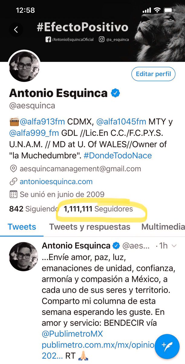 aesquinca's tweet photo. ❗️Miren justamente cuántos somos en esta increíble comunidad #MuyAlfa❗️
Creo que eso significa que podemos pedir muchos deseos
🧞‍♂️ 11•11•11•11•11•11•11•11 🧞‍♂️
¡Gracias por estar! 🙌🏻👏🏻👏🏻
#EfectoPositivo https://t.co/gilTjNEazS
