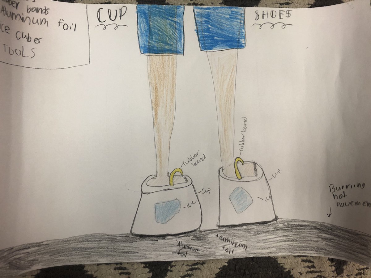 Mrs_Temrowski's tweet photo. Uh oh! We forgot our shoes and have to cross the hot black top to get to the beach. How can we protect our feet? Scientists problem solved by using what they know about light and heat absorbtion and energy transfer! #SchroederDragons https://t.co/rYfHubF9Ui