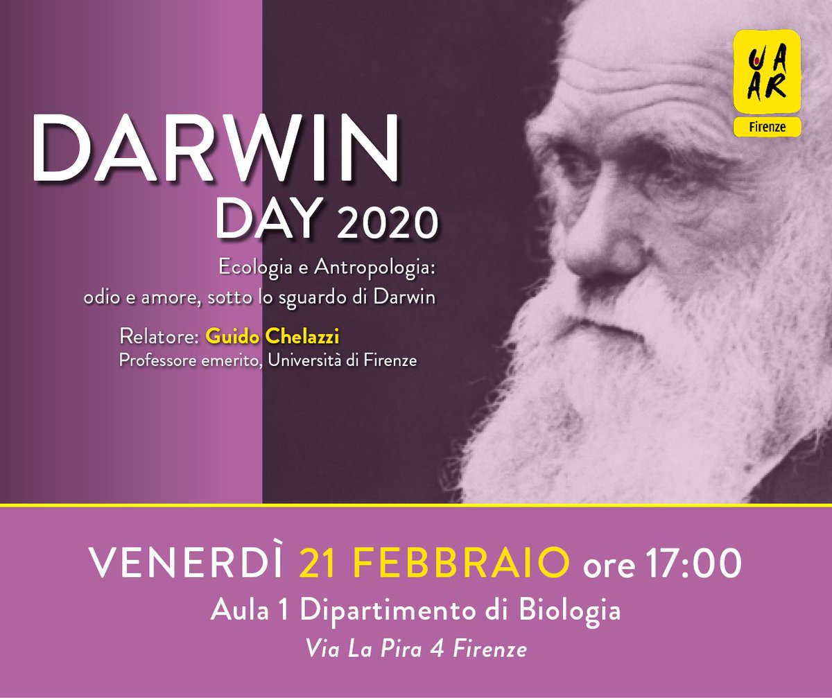 🧬 🔬 🐒Domani il #DarwinDay2020 organizzato dal  #CircoloUAARFirenze con il Dipartimento di Biologia <a href="/UNI_FIRENZE/">Università di Firenze</a>!

📢 Evento fb: facebook.com/events/1798952…