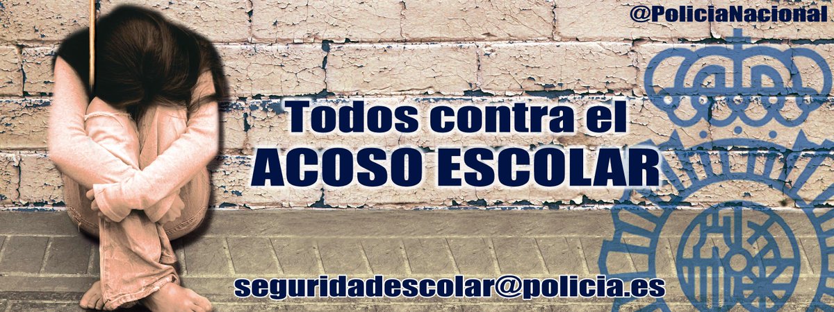 policia's tweet photo. Este "finde", si ves algún comportamiento relacionado con el ciberbullying en la red 
DENUNCIA en seguridadescolar@policia.es para que agentes especializados lo investiguen. 

#NoAlAcosoEscolar https://t.co/3mBLAznXXh