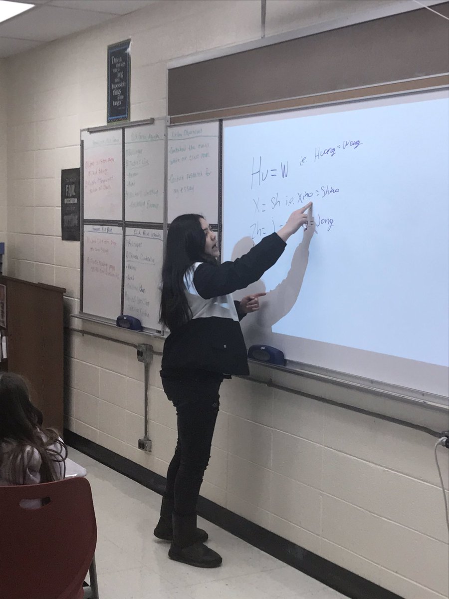 When your students become the teacher! Accelerated ELA students were struggling with pronouncing some words in Chinese (within our class novel), but their peer was able to help them out and teach me, too! #StudentLedLessons #D57Learns #ProudTeacher