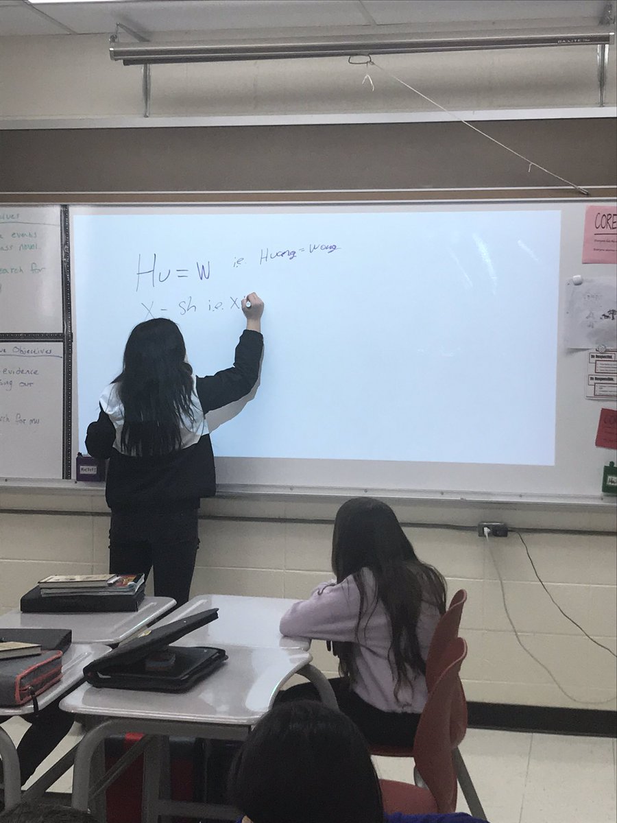 TeachFelsenthal's tweet photo. When your students become the teacher! Accelerated ELA students were struggling with pronouncing some words in Chinese (within our class novel), but their peer was able to help them out and teach me, too! #StudentLedLessons #D57Learns #ProudTeacher https://t.co/e9byBy4hKL