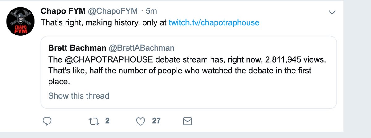 The Chapo Trap House stream last night had 2.8 million views. Will  @berniesanders denounce these vile, bigoted, hateful, sexist and homophobic comments made by his supporters? Will he remove their press credentials from further events?