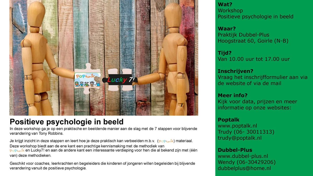 #Lucky7! En #poptalk slaan de handen ineen! Workshop positieve psychologie in beeld! Iets voor jou? Meer info op onze websites