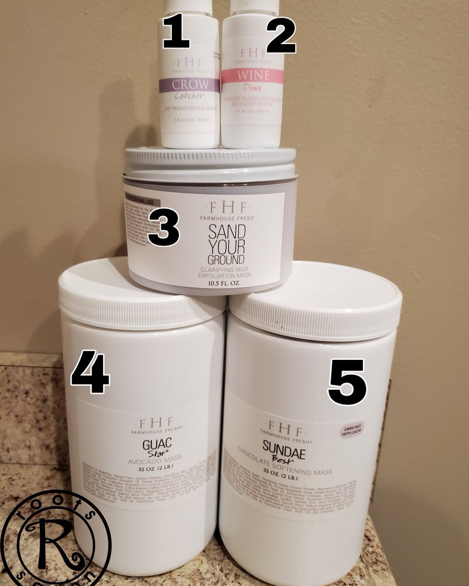 Krysgrootssalon's tweet photo. @farmhousefresh 
@krysgmyrootssalon instagram
1 🐦Crow Catcher
2 🍷Wine Down
3 🏖 Sand Your Ground
4 🥑 Guac Star:protect from environmental stress, moisturizing, refreshing and also has anti-irritants!
5 🍨Sundae Best: Wrinkle defender, skin softener, and skin revitalizer. https://t.co/bu8w5Ych5v