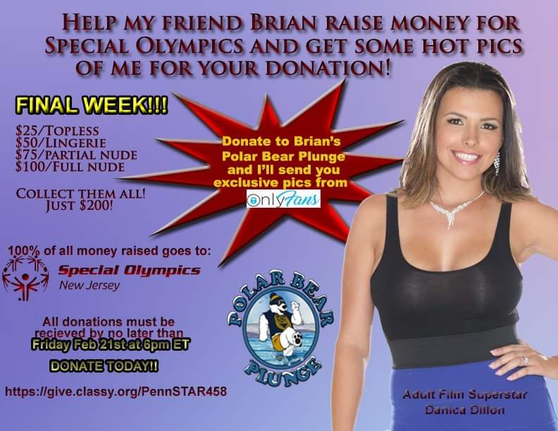 ALL DONATIONS MUST BE IN TOMORROW!!! I'm plunging THIS SATURDAY!! I'm still $500 short!! Please help!!! You'll get some hot pics from @1andOnlyCupcake's OnlyFans.com/DanicaDillon! Every little bit helps!!! 

give.classy.org/PennSTAR458