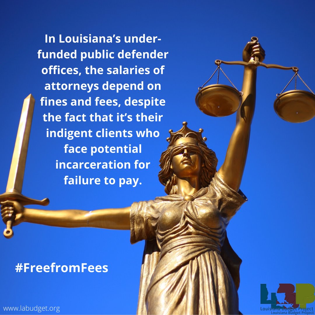 InvestLouisiana's tweet photo. All citizens have the right to an attorney. However, we can’t have a system that protects the right to due process but also preys upon the most vulnerable to stay afloat. https://t.co/iSlqBejuky #FreefromFees https://t.co/kndZuWVBEX