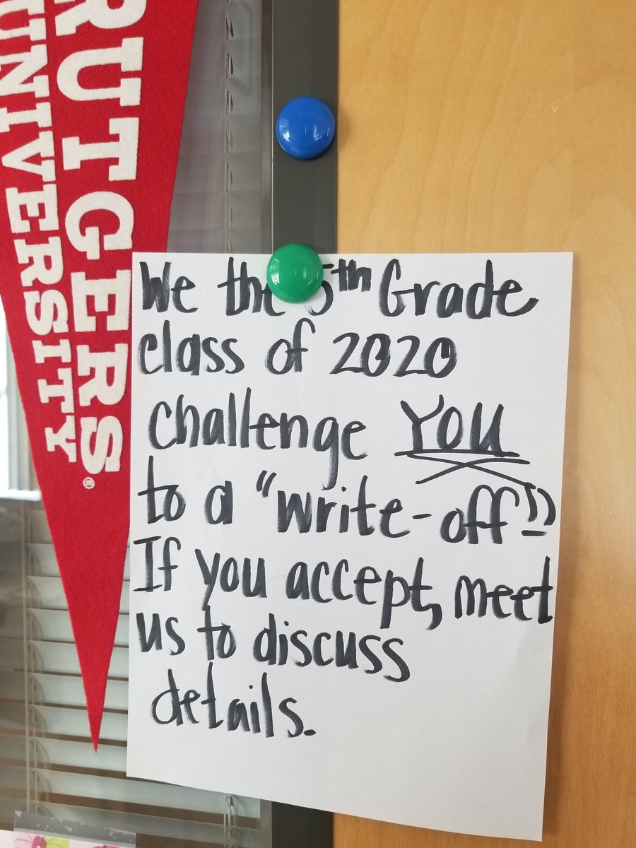 mrsHSK's tweet photo. Uh-oh! Should I accept the @BelvedereBees 5th graders' challenge?!? I guess it's game on! I'm a little scared because they are phenomenal writers! https://t.co/OIXeMYBQWl