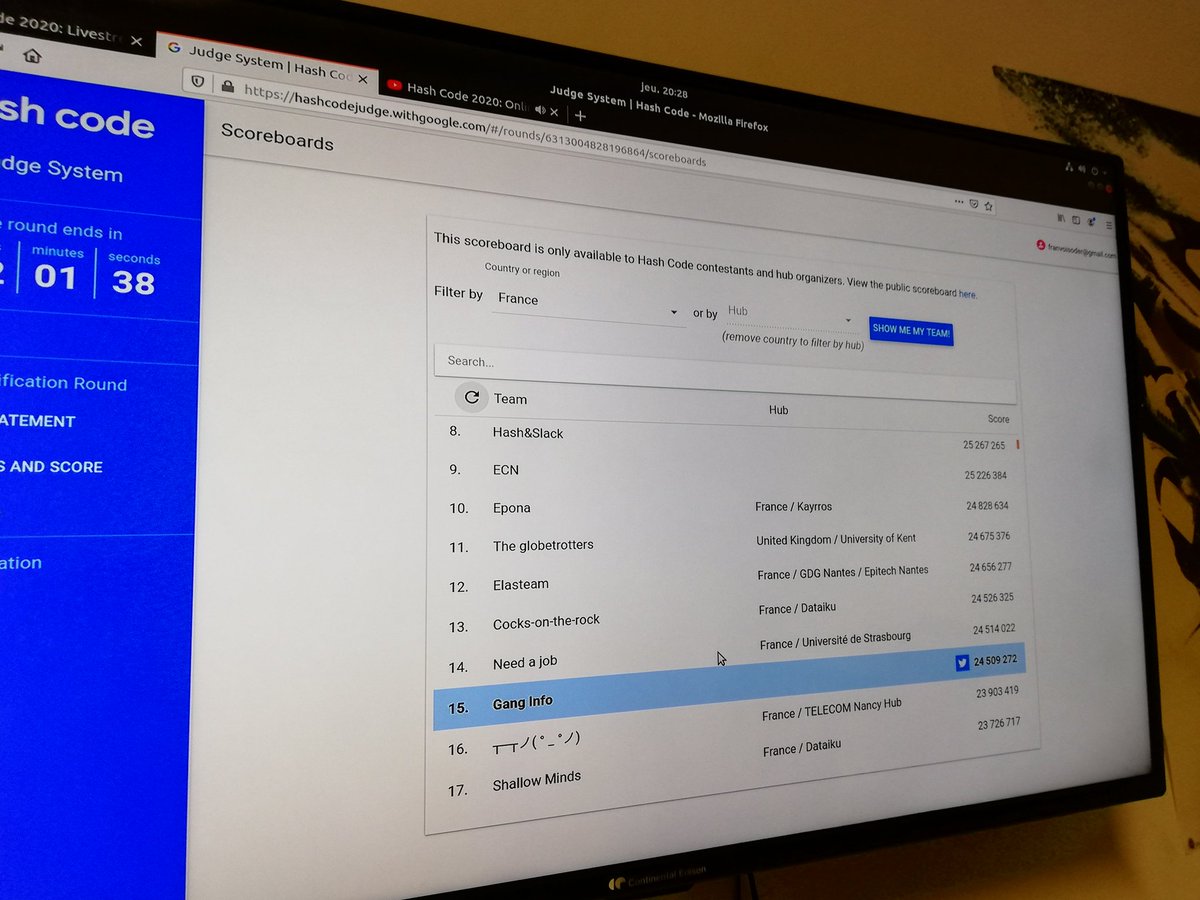 FrancoisOder's tweet photo. Avec une équipe du @Ginfo_ECM, je participe au Google #HashCode2020.
1 5èmes France (/358) et 30èmes Monde (/4774), on part bien ! https://t.co/nx55zCjUCa