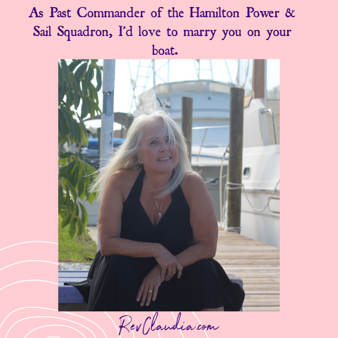 KickAssWedding's tweet photo. Hoping to get married on your boat or at the marina? Then, I'm your wedding officiant. .
#weddingofficiant #revclaudia #boatwedding #marriageofficiant #hamiltonwedding #haldimandwedding #norfolkwedding #kickassweddingofficiant #lovemeetsfun #sailboatwedding #waterfrontelopement https://t.co/XASS13rSpI