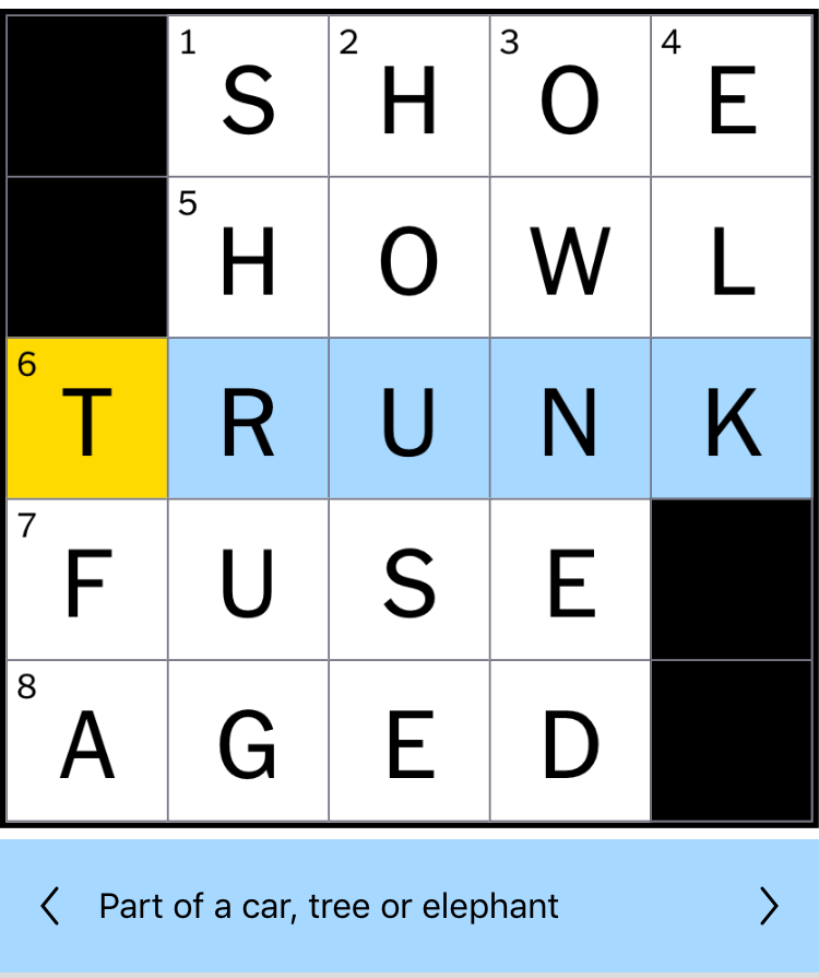 asametrical's tweet photo. Wrote my definition for *trunk*-based development (https://t.co/79ECQJmN3r) and took a break with a mini-crossword only to see the word trunk keep following me! @nytimes maybe the clue should have been "Part of a car, tree, elephant, or modern agile development process"? 😂 https://t.co/2YkhEEBECb