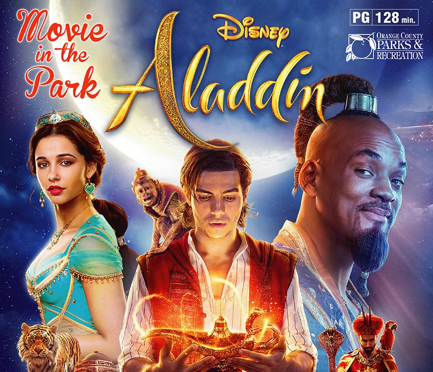 OrangeCoParksFL's tweet photo. FREE Movie in the Park, Disney's "Aladdin," tomorrow Friday 2/21 at #SilverStarRec (in the gym if bad weather) & Saturday 2/22 at #WedgefieldPark, both at 6:30pm. Bring chairs, blankets & picnic or snacks. See flyer for details or https://t.co/6Uc0cIPFaf https://t.co/20obTvVfOx