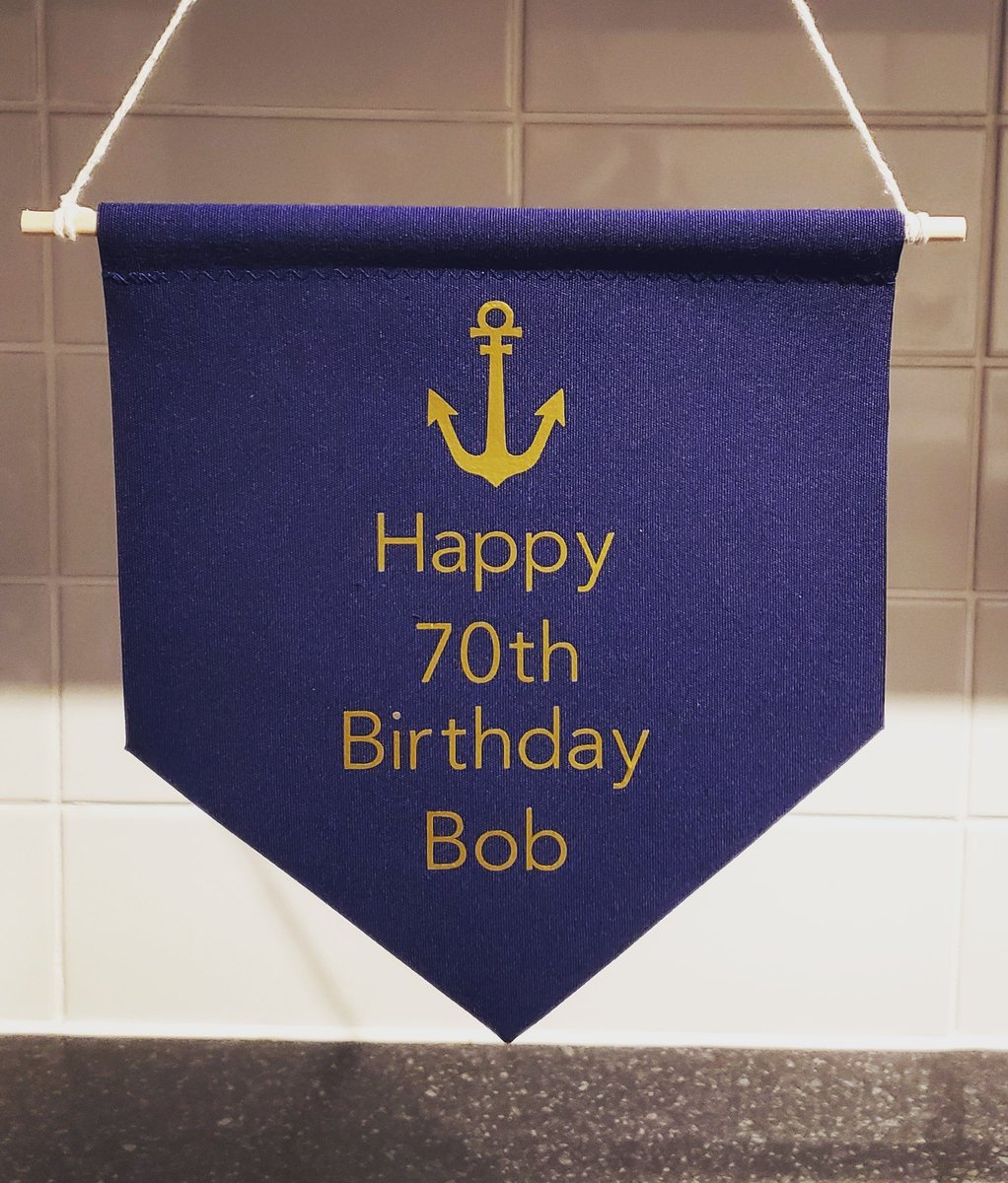 Evening everyone!! Another banner sent out this week....this time for a customers Uncle's 70th Birthday!! A navy blue banner with metallic gold vinyl lettering! #fabricbanner #shopsmall #smallbusiness #birthday #happybirthday #design #decor #interiors #interiordesign #handmade