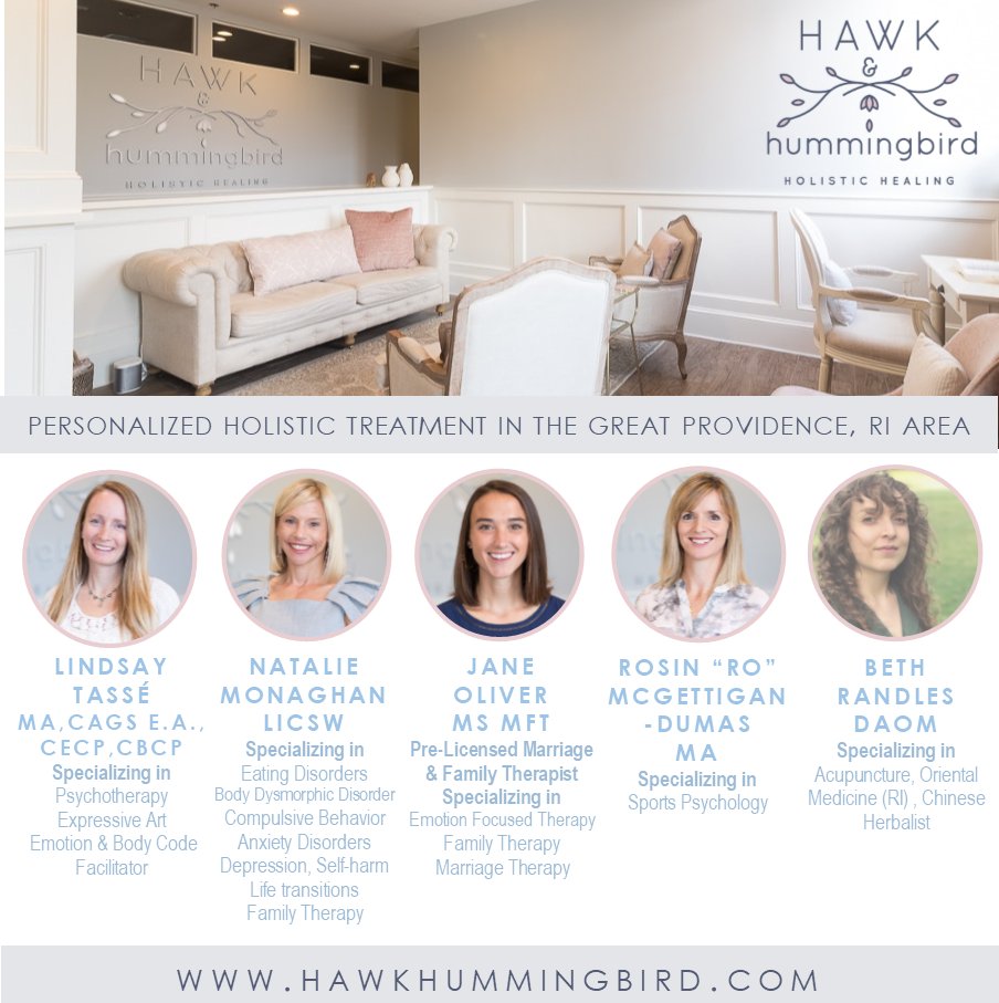 HawkHummRI's tweet photo. If you're looking for #holistichealing services in #rhodeisland, join our family. Offering #acupuncture, #psychotherapy #familytherapy #grouptherapy #arttherapy #EFT #astrology #meditation &amp; more! Reach out to one of our clinicians today. 
https://t.co/0pR3KNSyvV #providence #PVD https://t.co/8octYg3gkO