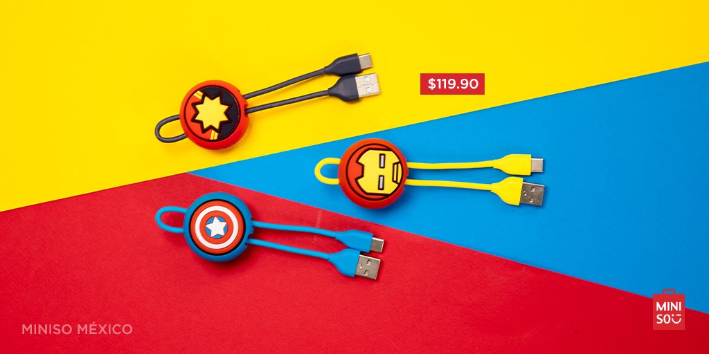 MinisoMexico's tweet photo. Sal preparado de casa con los cables USB de Miniso de tus Super Héroes favoritos ⭐️, 👊🏼 o ❤️. #LicenciasMiniso #MARVELXMINISO

*No aplica para tiendas ubicadas en aeropuertos. No aplica en tiendas Miniso Factory. Aplican promociones vigentes en tiendas participantes. https://t.co/KCe4g6vOgV