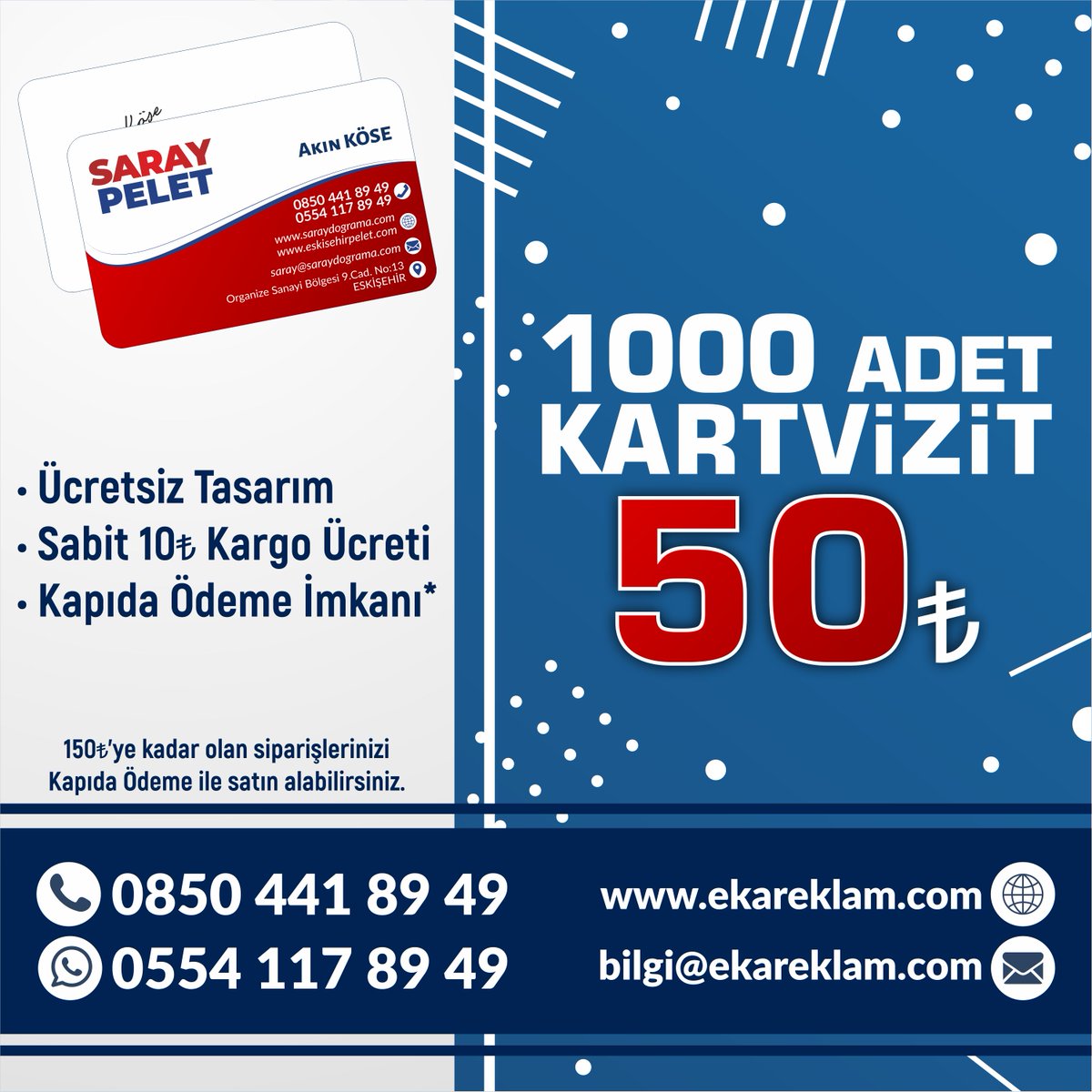 eka_reklam's tweet photo. 1.000 Adet Standart Kartvizit 50TL! https://t.co/g9YZq5AsoT