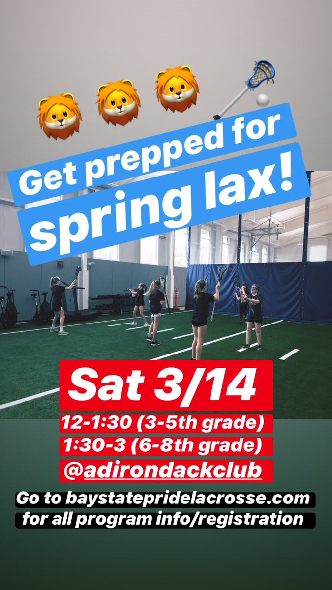 Get prepped for spring lacrosse at our upcoming clinic! Check it out ⬇️ #youthlacrosse #girlslacrosse #medfieldma #walpolema #franklinma #wrenthamma #norfolkma #stickskills #smallgames 🥍🦁 #baystatepridelacrosse <a href="/MedYouthLax/">Medfield Youth Lacrosse</a>