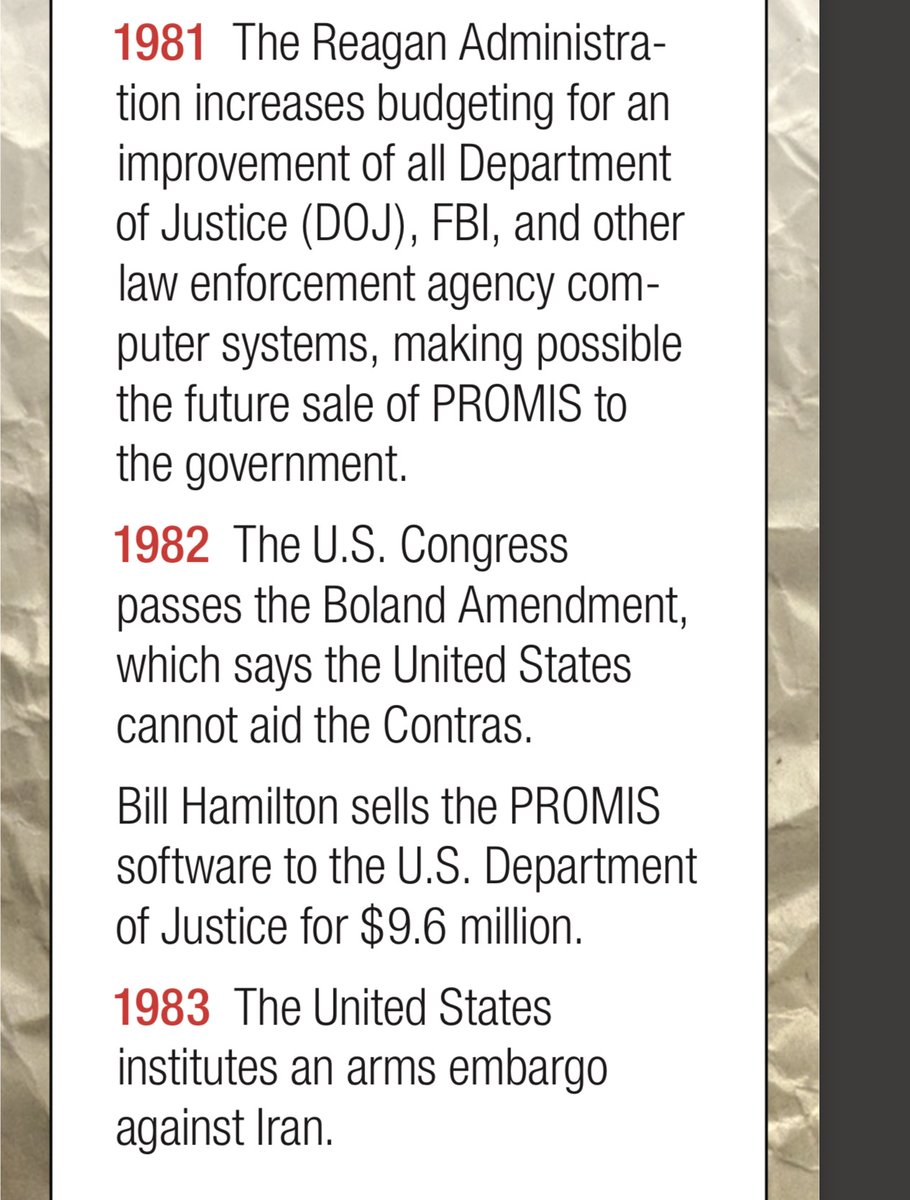 1981Reagan Adminincreases budgeting4 improvement of all Department of Justice (DOJ), FBI, + other law enforcement agency computer systems, making possible future sale of PROMIS2 government.