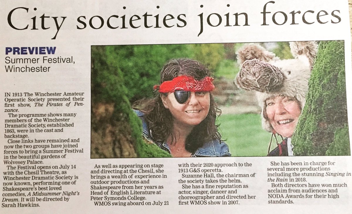WinchMOS's tweet photo. Who spied this article in the @hantschronicle ? Some lovely words about our upcoming production in collaboration with @chesiltheatre #exciting #winchester #whatsonwinchester #wmos https://t.co/L6S6RZstqM