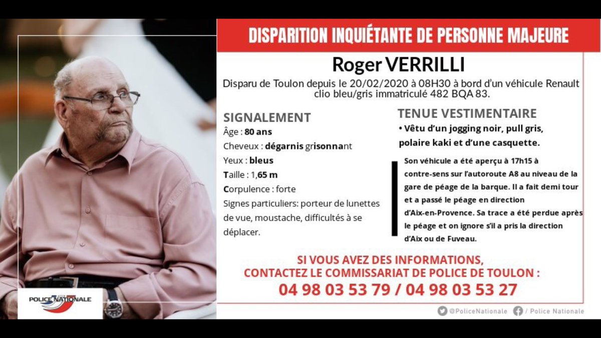 PoliceNat83's tweet photo. #Disparition inquiétante . Merci pour vos RT https://t.co/ysWbeIU9wz