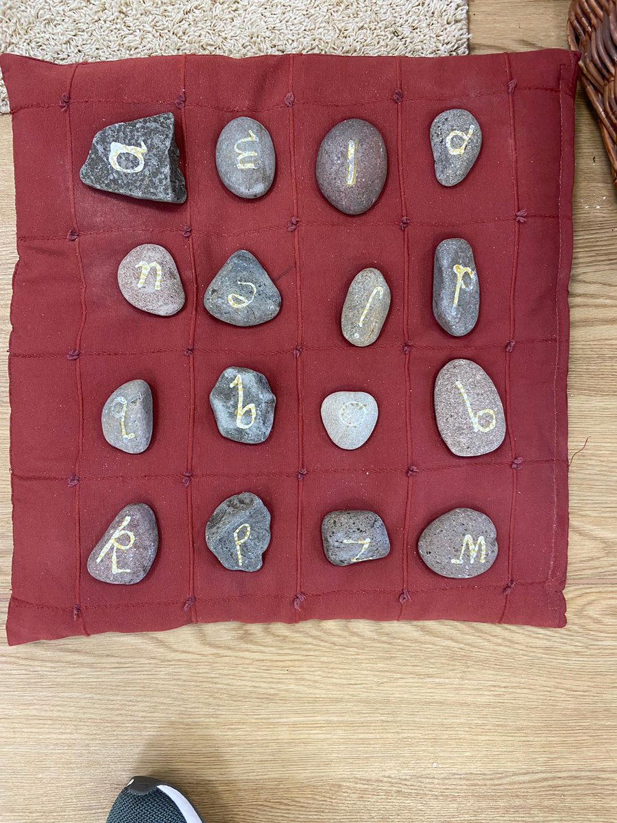 AuchterhousePS's tweet photo. One of the very youngest learners in our Nursery created this patten yesterday - ‘there’s 4 and 4 and 4 and 4. That’s 4 lines of 4!’ #arrays #mathsisfun #playwithmaths @CarolLyon16 @edscot_maths @mathsweekscot @MathsScot https://t.co/HxcO12v0em