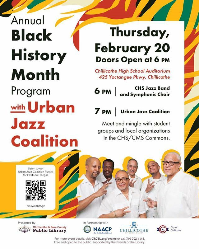 TONIGHT! The #UrbanJazzCoalition at #ChillicotheHighSchool! Doors open at 6 with performances from the CHS Jazz Band and Symphonic Choir. The Urban Jazz Coalition takes the stage at 7. Another FREE, fabulous event brought to you by the #ChillicotheAndRos… ift.tt/39Tio5Q