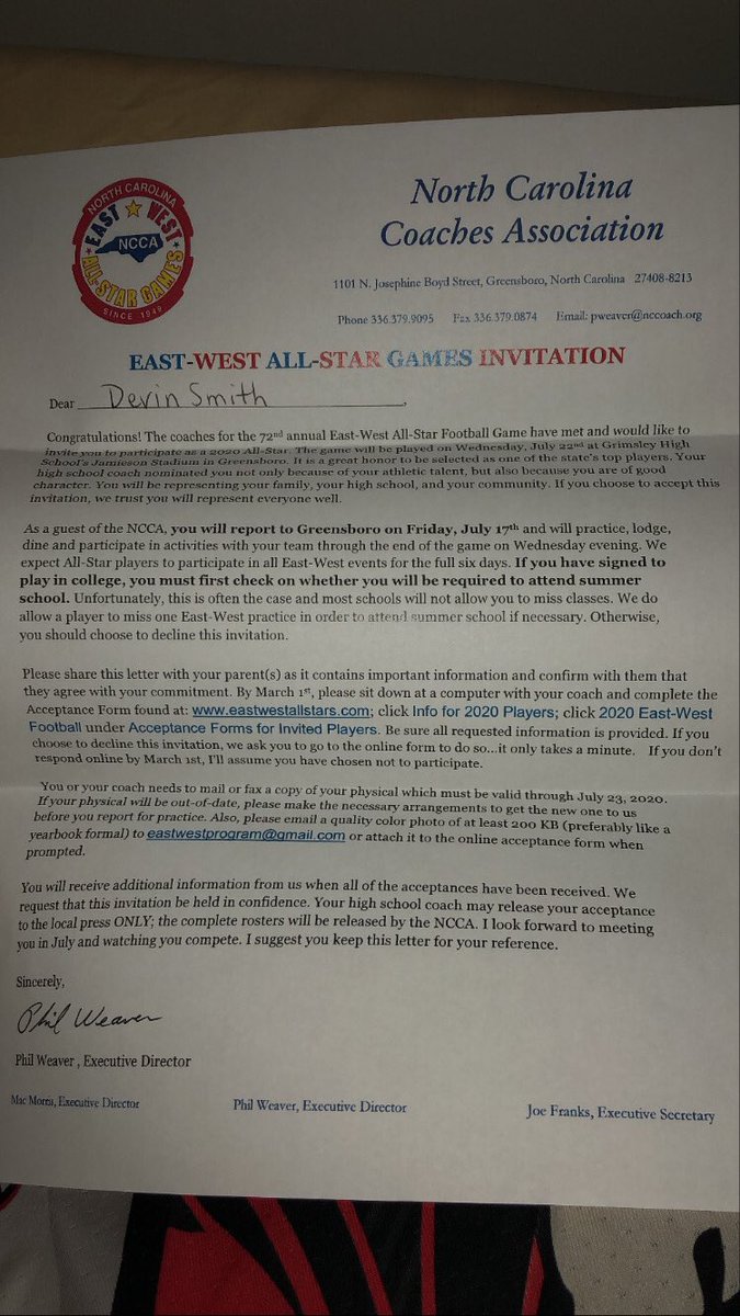Dev22__'s tweet photo. Blessed To Receive An Invitation To Play In This Years East-West All Star Football Game🙏🏽. @NCCoachesAssn @athleticsRHS_nc @NCCUAthletics @PlayBookAthlete @NCPreps @nc_hsfb https://t.co/RcKLSrkQO6