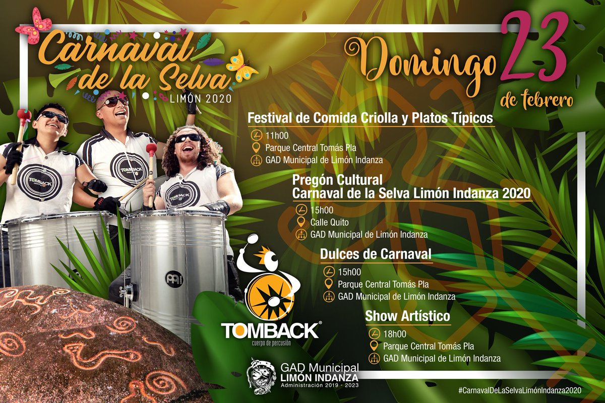 GADLimonIndanza's tweet photo. CARNAVAL DE LA SELVA LIMÓN INDANZA 2020 🎉🌿💦

Ven con tu familia y amigos y disfruta del mejor carnaval de la Amazonía ecuatoriana, del 21 al 24 de febrero. ¡No Faltes!

#CarnavalDeLaSelvaLimónIndanza2020
#ErikPacoBustamanteAlcalde
#TodosHacemosLimónIndanza https://t.co/BCk5donx65