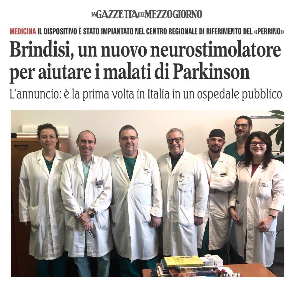 Voglio complimentarmi con i neurochirurghi e neurologi dell'#OspedalePerrino di #Brindisi che hanno impiantato un neurostimolatore in un paziente affetto da Parkinson. È la prima volta che accade in Italia, in un ospedale pubblico. Tutti i dettagli qui: bit.ly/2SLiffl