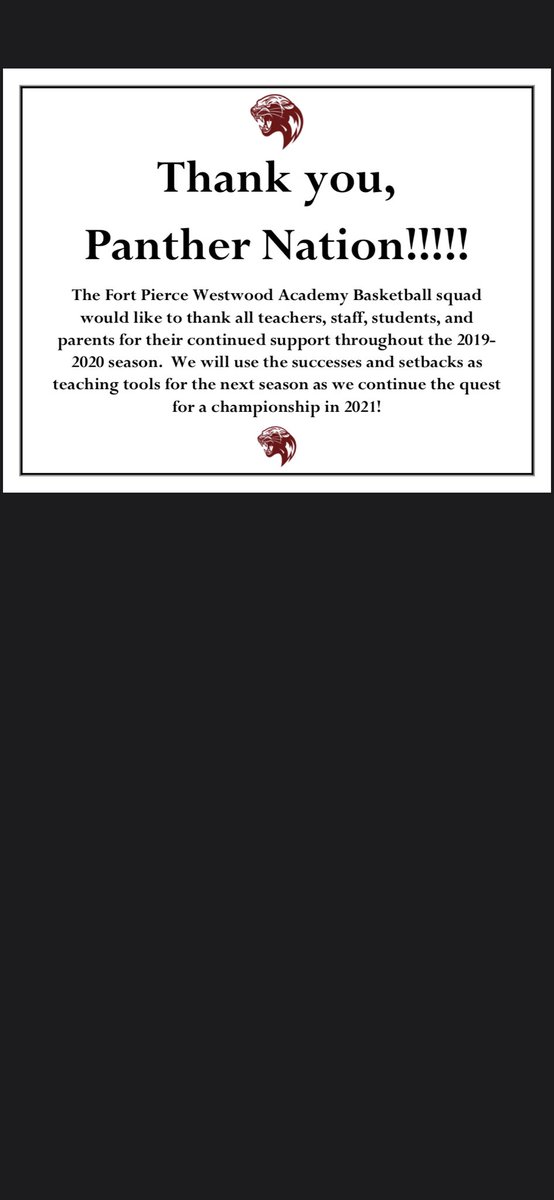 FPWBasketball's tweet photo. Thank you, Panther Nation for all your support this season.  We’ll continue to get better for next year! https://t.co/lWe3dq51gZ