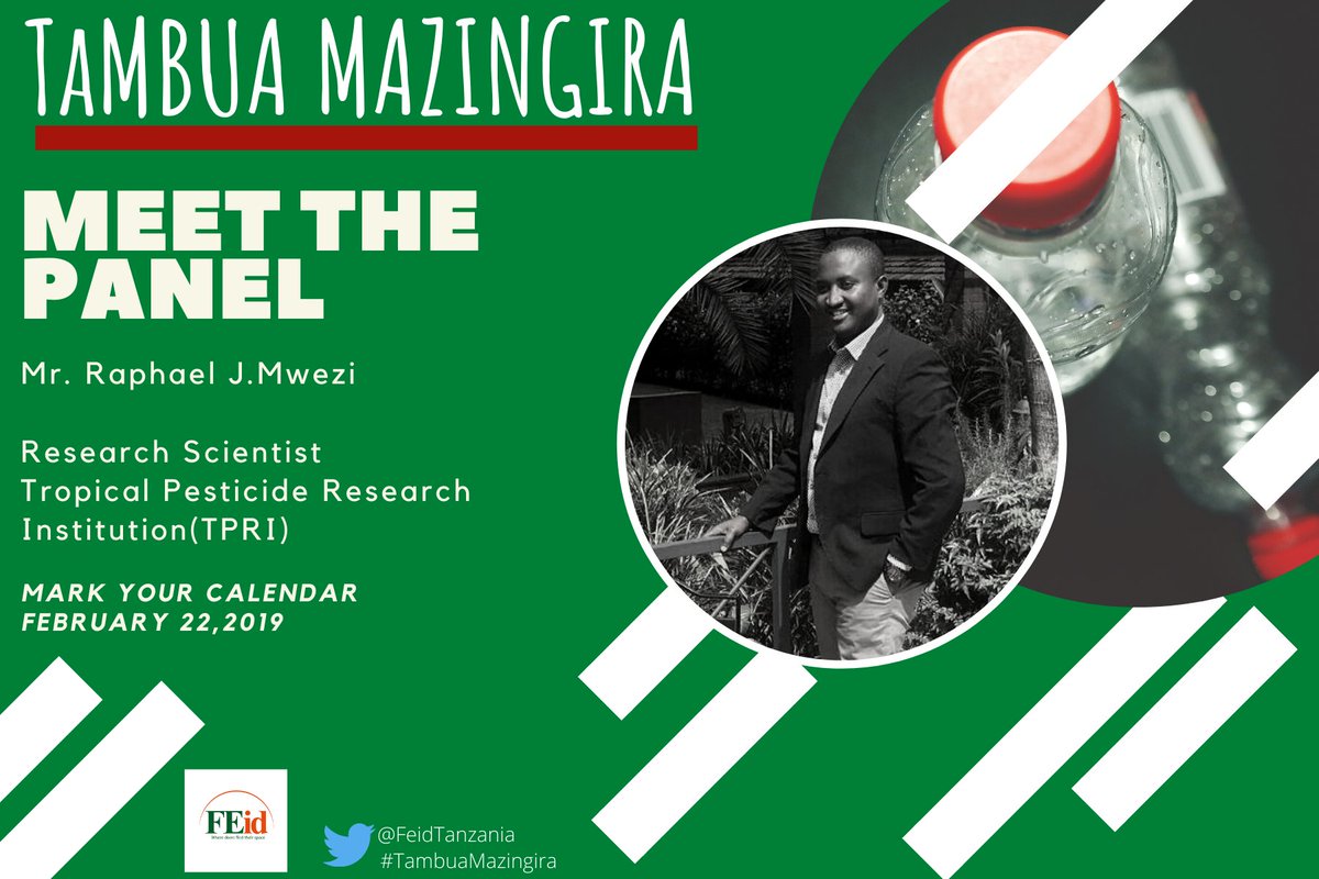 FeidTanzania's tweet photo. #TambuaMazingira2020 Meet the Panel, Mr. Raphael Mwezi, will discuss on the management of empty pesticide plastic containers within Arusha. 
How is their waste controlled? 
@tanzania_youth 
@obuntuhub 
@rafamwezyyy 
@alumnichapterTZ https://t.co/eIPuSjxv7e