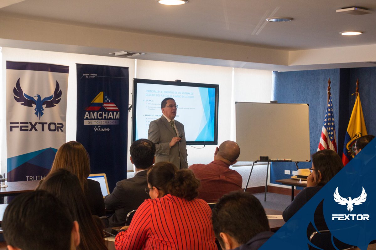 FextorGlobal's tweet photo. Compartimos imágenes del Taller “Prevención de Lavado de Activos y Criminal Due Diligence”, organizado por la @amchamec , el cual contó con la presentación de Nuestro Director de Prevención de Lavado de Activos de #FEXTOR, Eco. Jaime Mancheno.
FEXTOR
Truth and Integrity https://t.co/6eJ3rUfStr